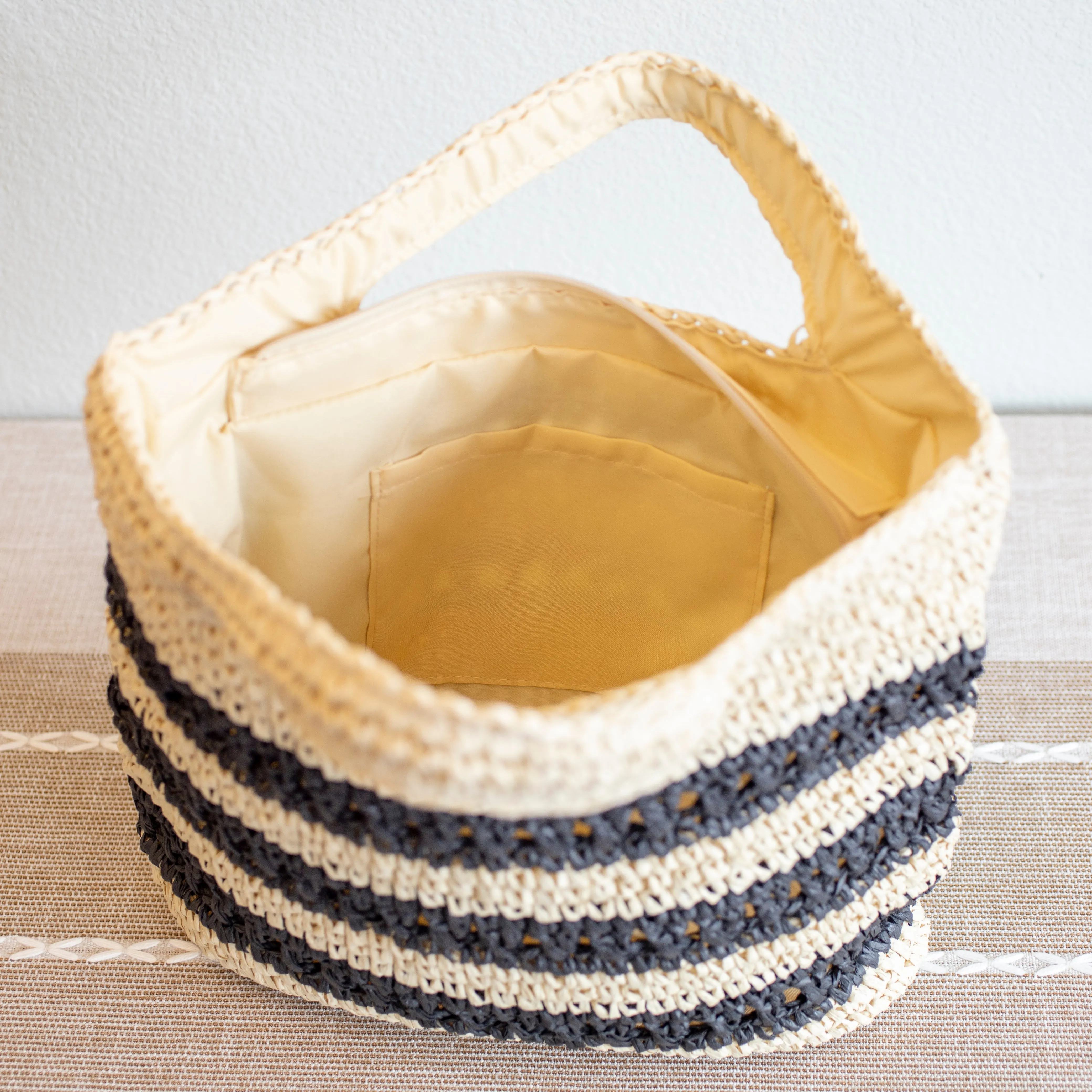 Elena Handbags Straw Woven Striped Summer Tote