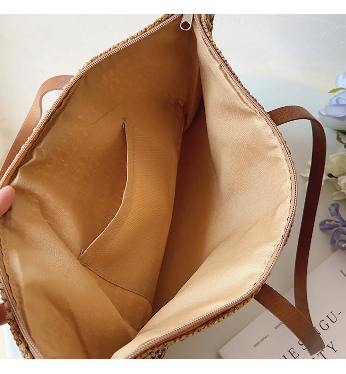 Elena Handbags Straw Woven Tote