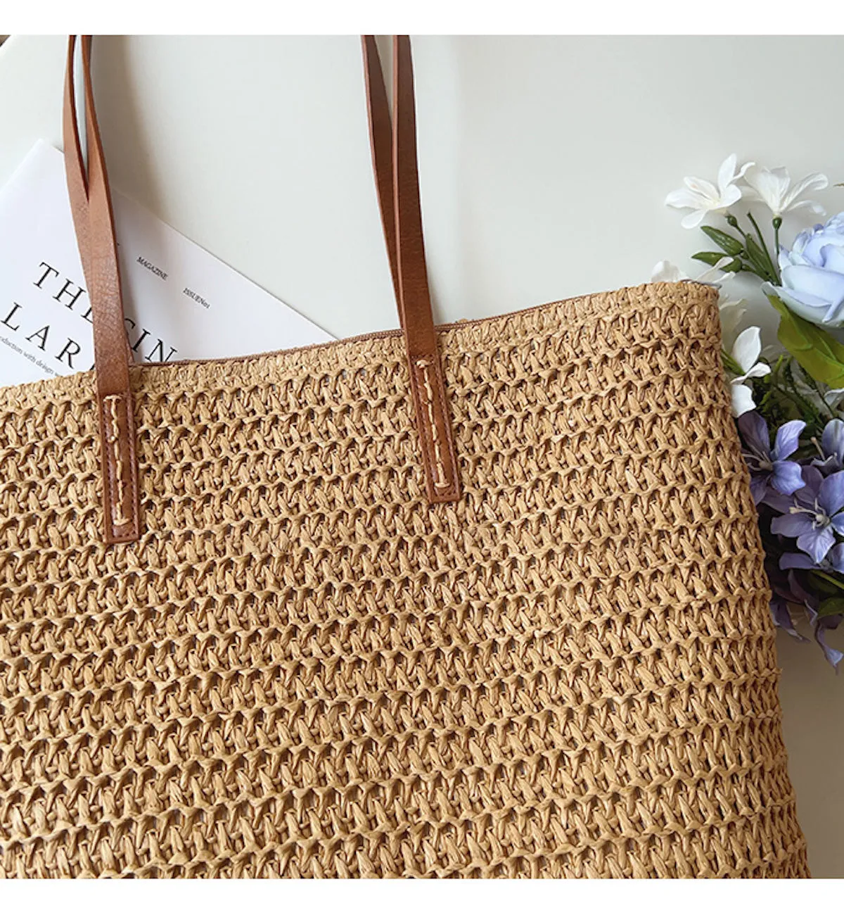 Elena Handbags Straw Woven Tote