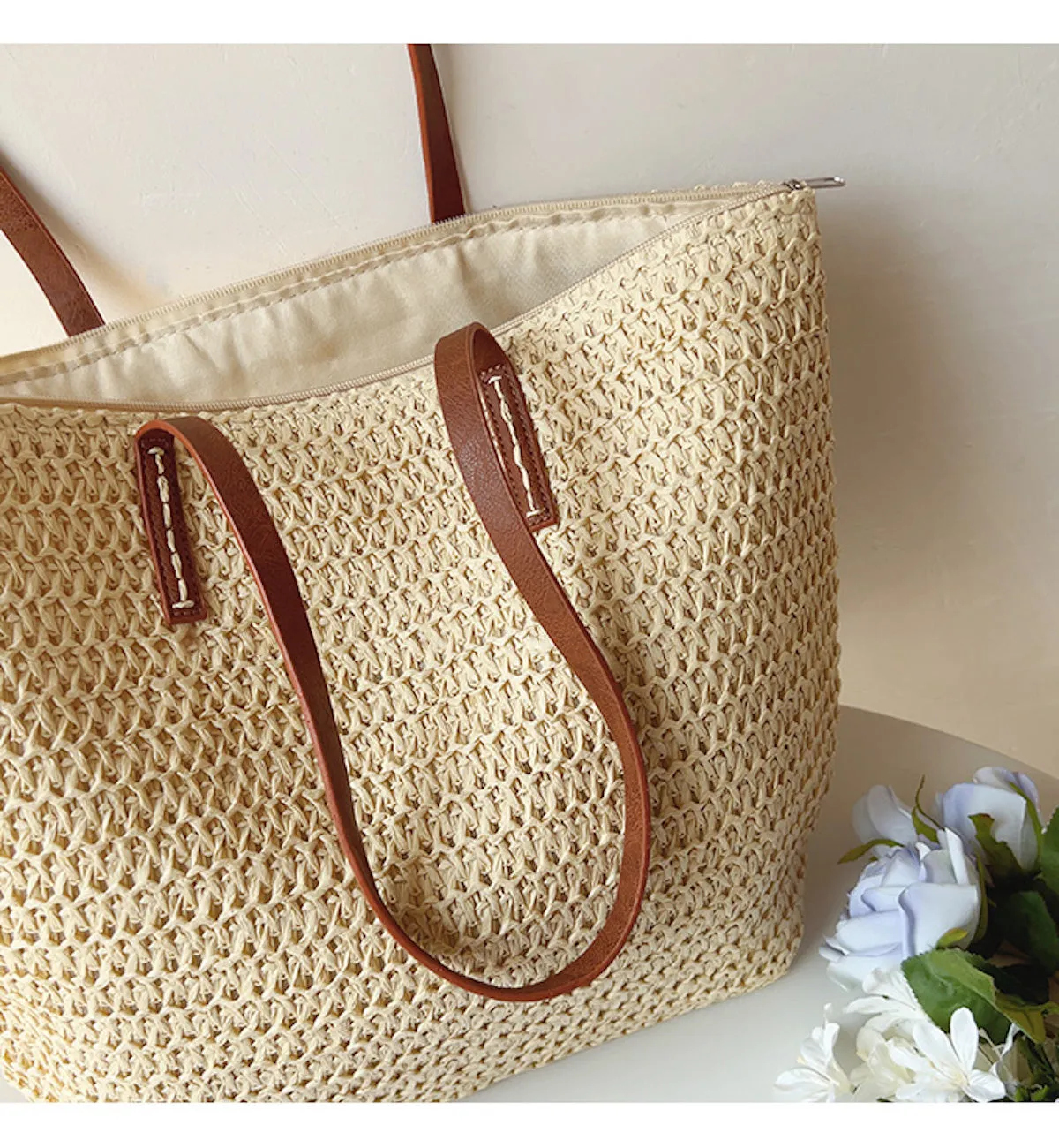 Elena Handbags Straw Woven Tote