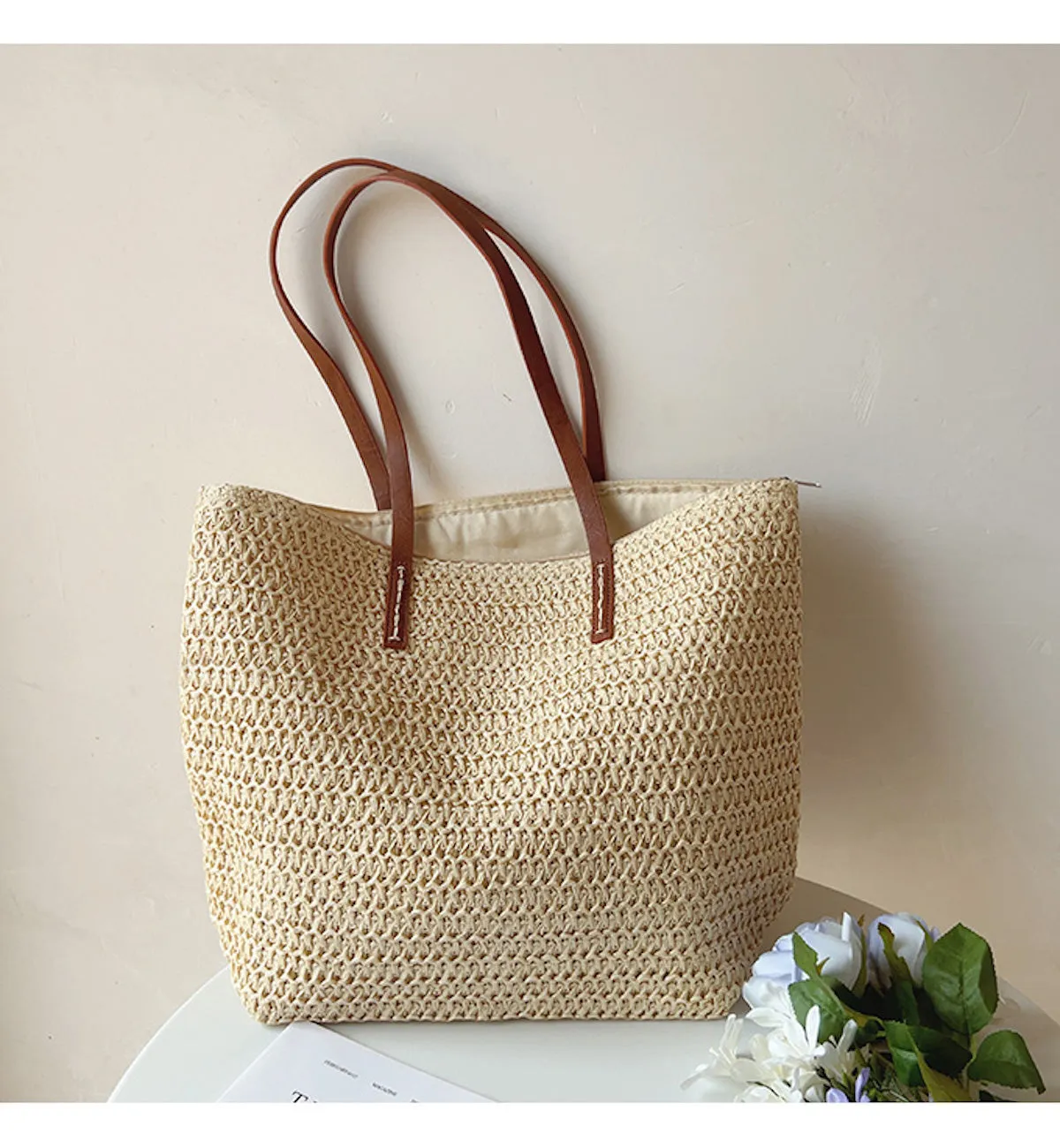 Elena Handbags Straw Woven Tote