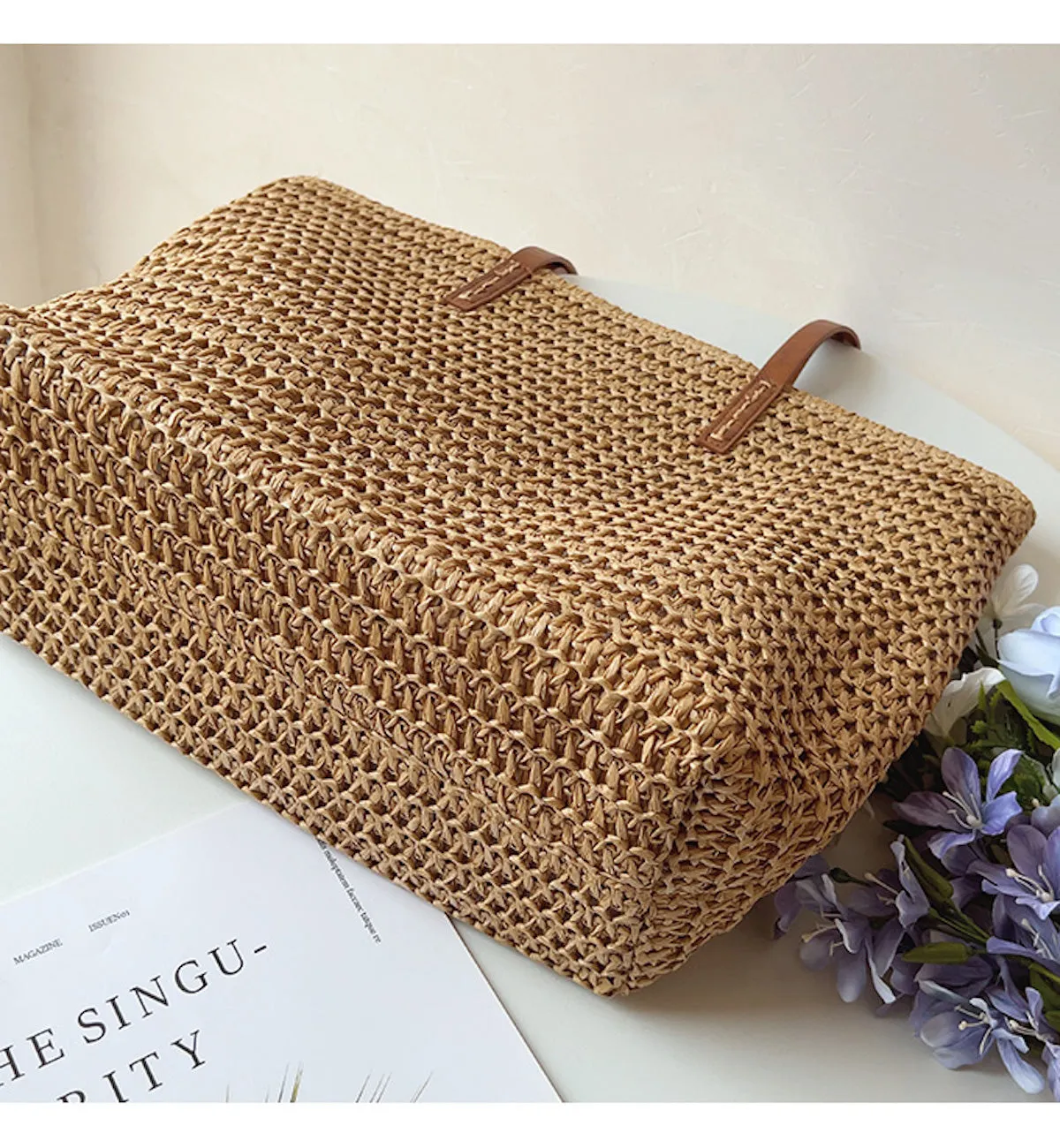 Elena Handbags Straw Woven Tote
