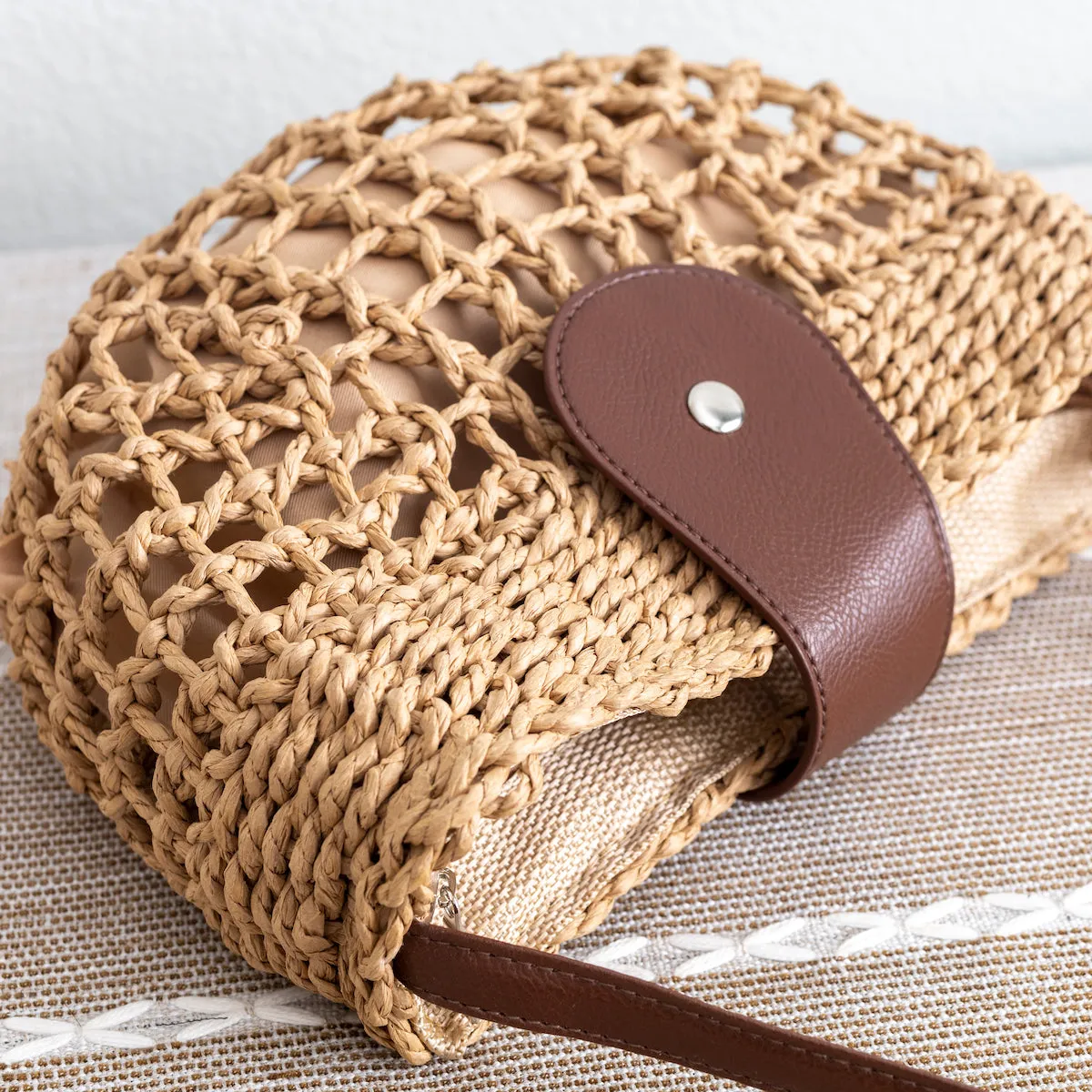 Elena Handbags Summer Straw Half Moon Shoulder Bag