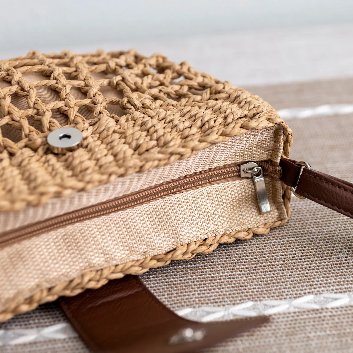 Elena Handbags Summer Straw Half Moon Shoulder Bag