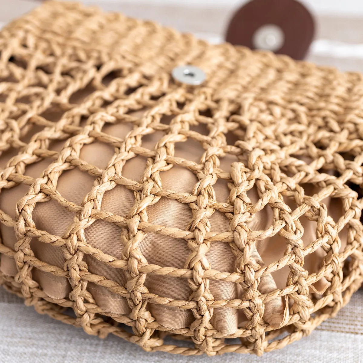 Elena Handbags Summer Straw Half Moon Shoulder Bag