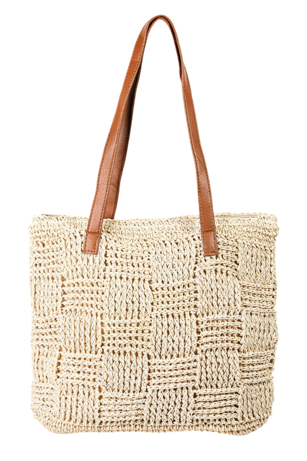 Fame Braided Faux Leather Strap Tote Bag
