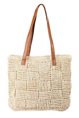 Fame Braided Faux Leather Strap Tote Bag