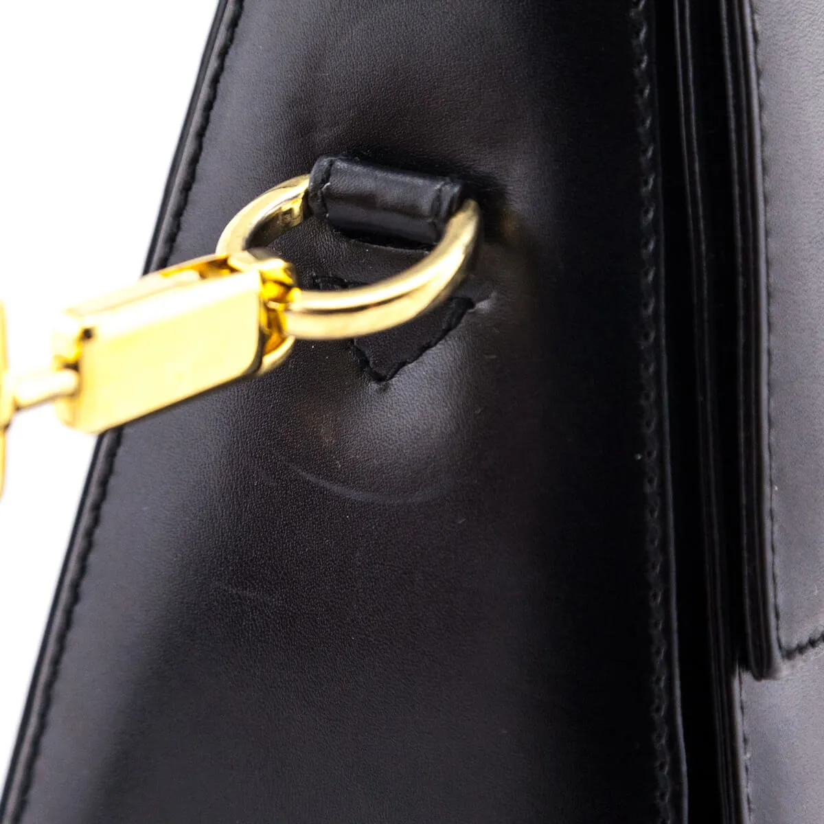 Ferragamo Black Smooth Calfskin Gancini Top Handle Bag
