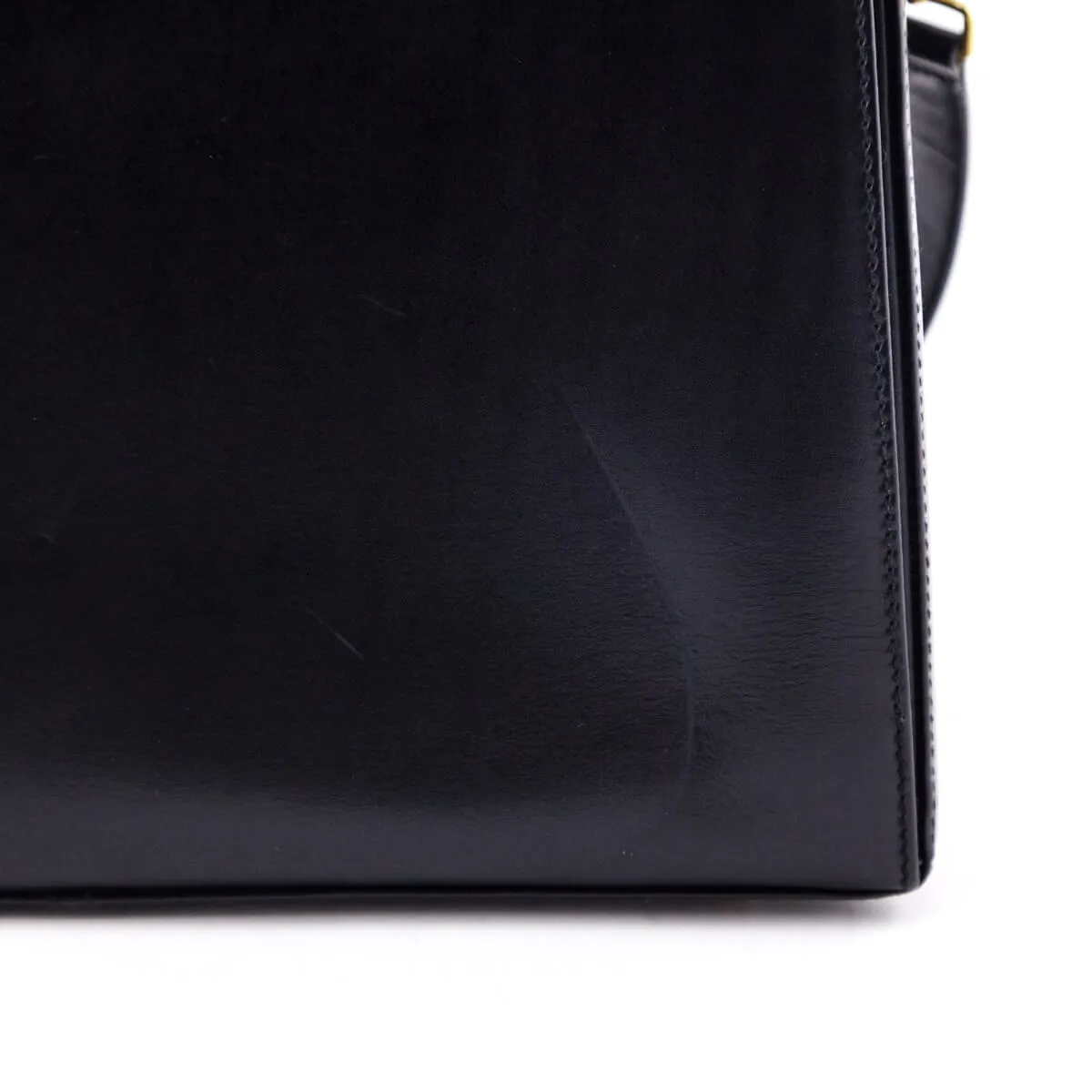 Ferragamo Black Smooth Calfskin Gancini Top Handle Bag