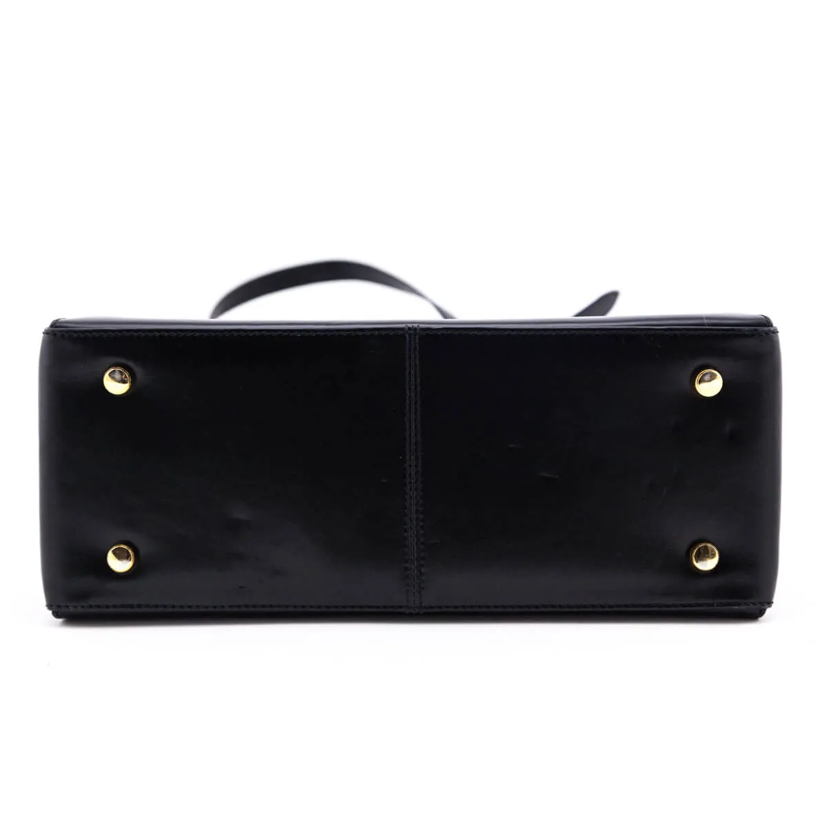Ferragamo Black Smooth Calfskin Gancini Top Handle Bag