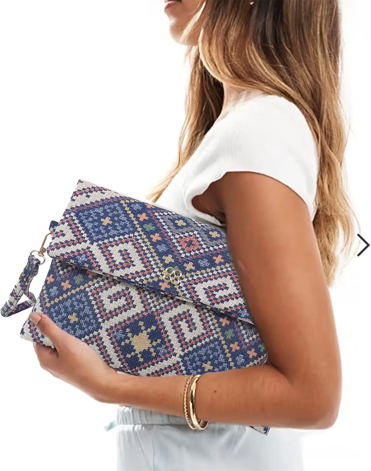 Floral Clutch Purse Bag for Women Embroidery Flower Evening Handbags,Colorful Soft Woven Wristlet Envelope Wallet