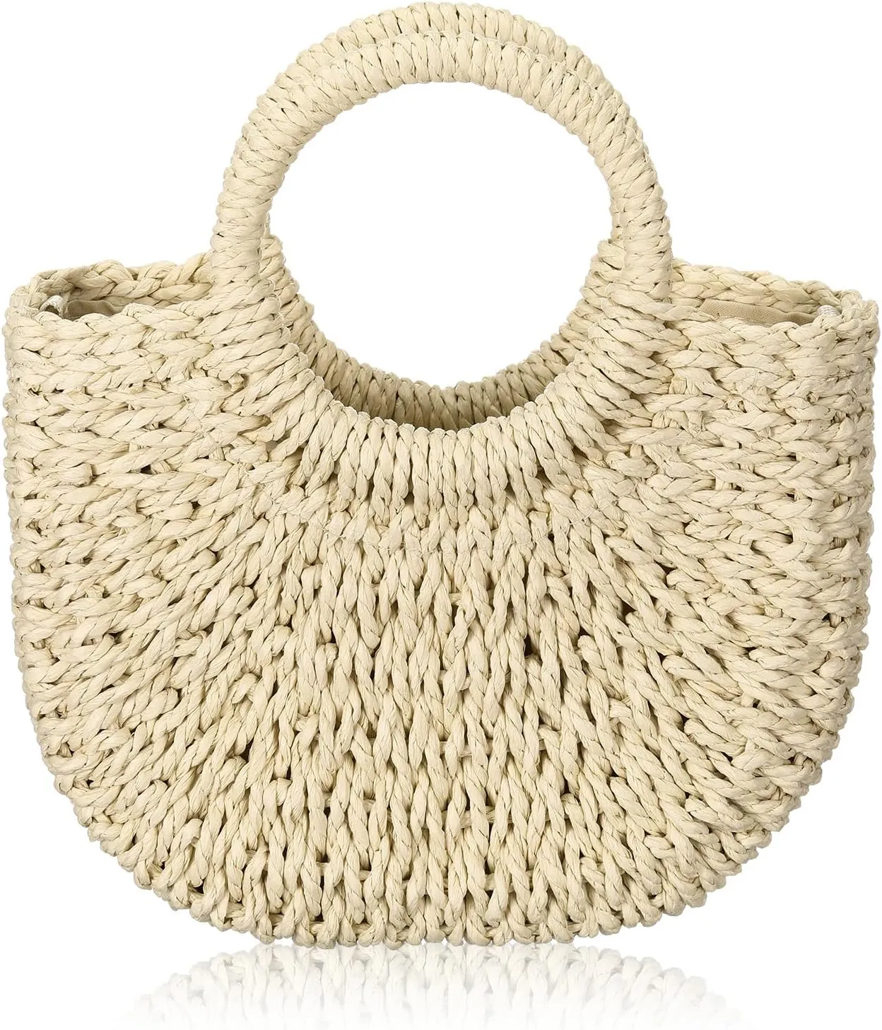 Frienda Straw Tote Bag Summer Beach Bag Handmade Straw Rattan Woven Handbag for Women Travel