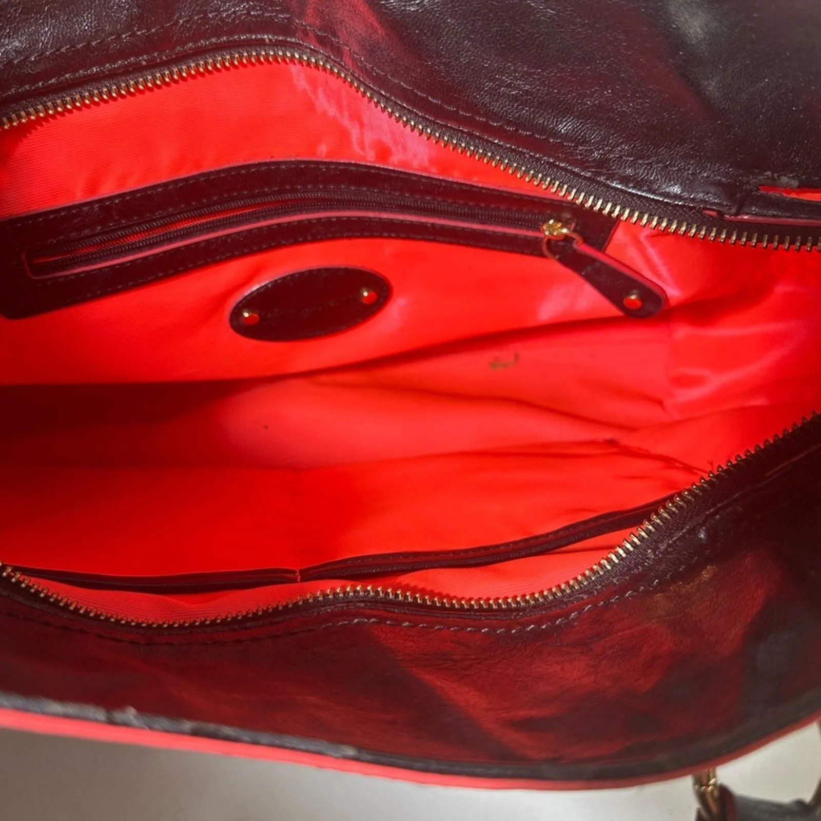 Gianni Bini Black and Red Satchel with Perforated Design