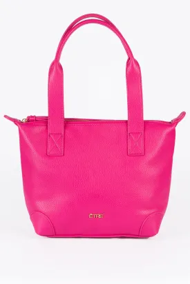 Gigi Medium Tote Bag - Fuchsia, Pebbled Faux Leather