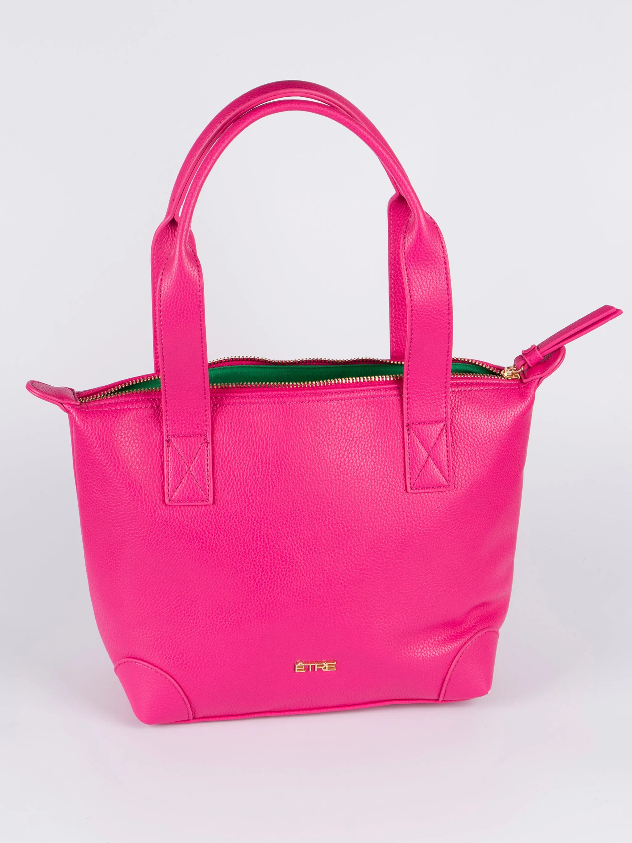 Gigi Medium Tote Bag - Fuchsia, Pebbled Faux Leather