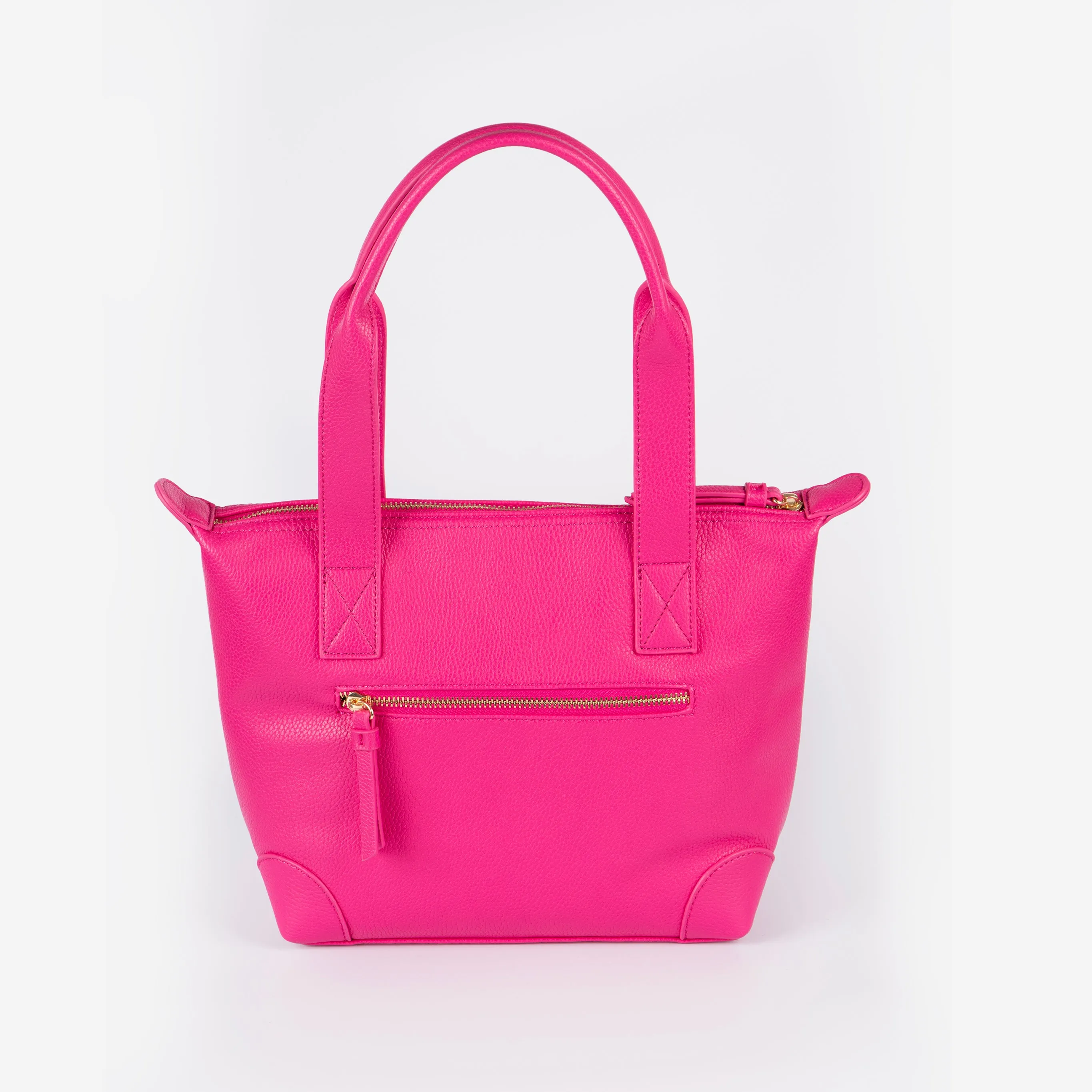 Gigi Medium Tote Bag - Fuchsia, Pebbled Faux Leather