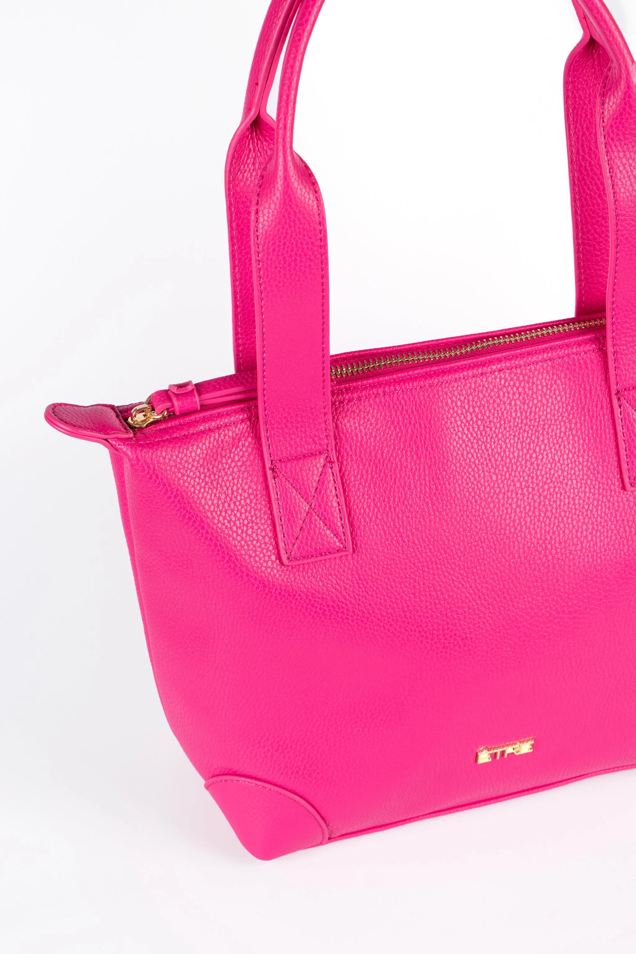 Gigi Medium Tote Bag - Fuchsia, Pebbled Faux Leather