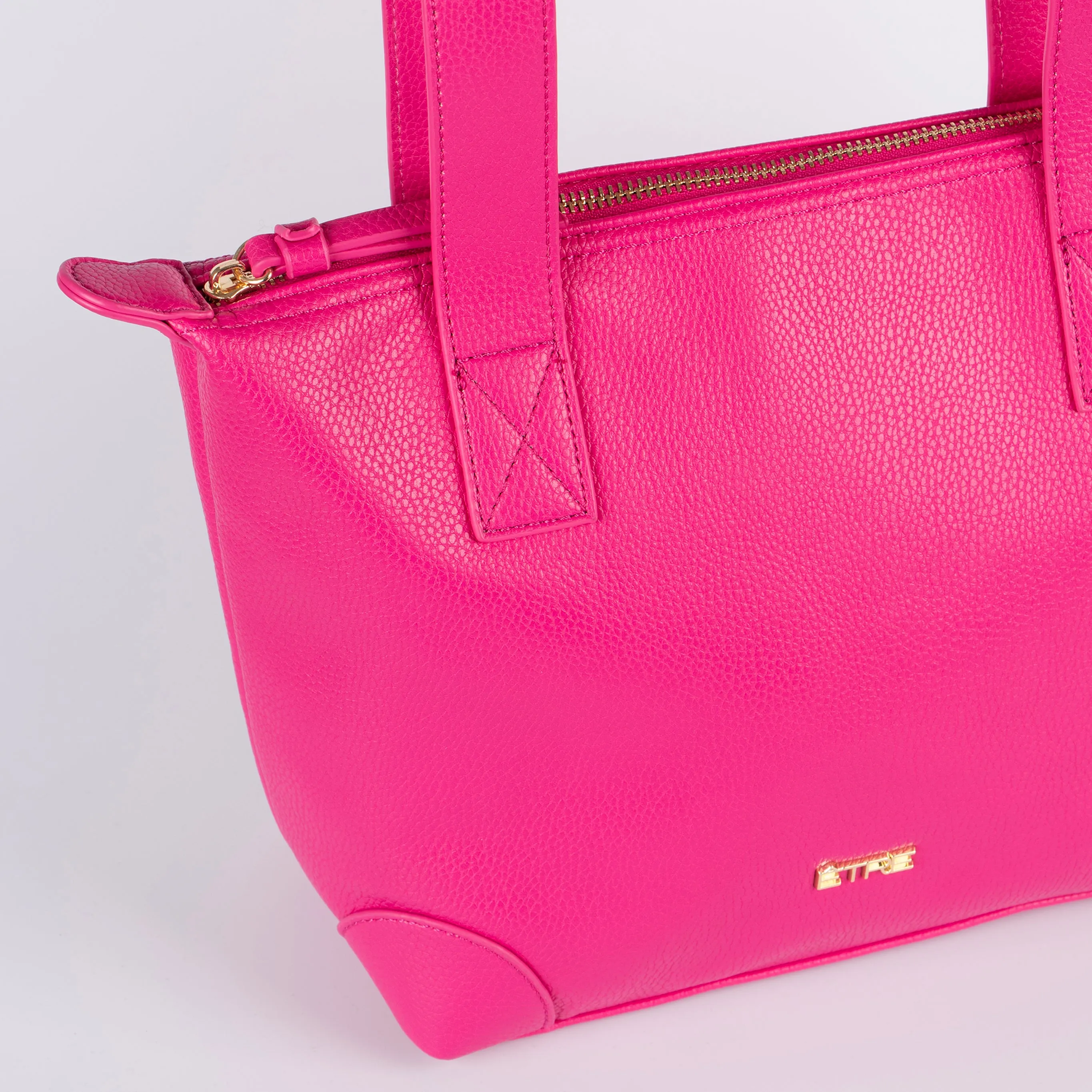 Gigi Medium Tote Bag - Fuchsia, Pebbled Faux Leather