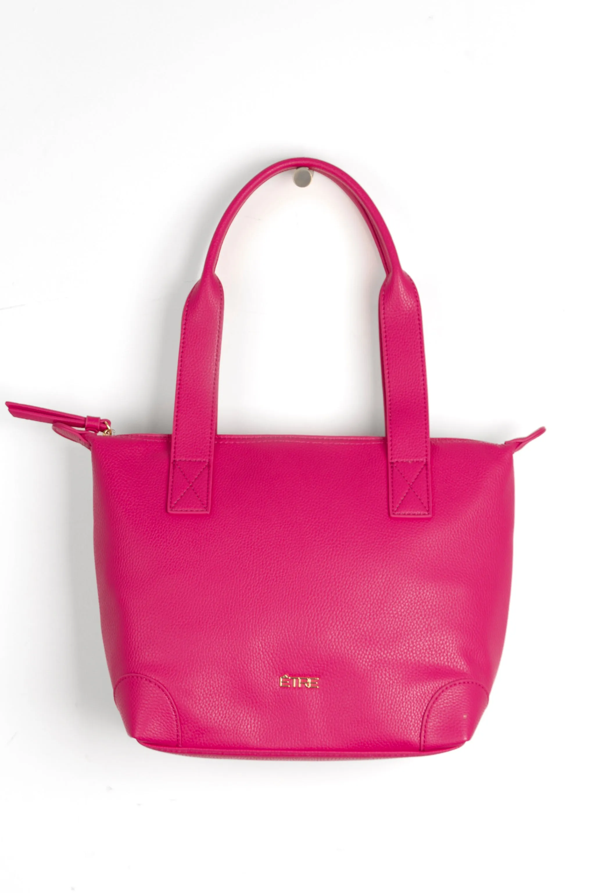 Gigi Medium Tote Bag - Fuchsia, Pebbled Faux Leather