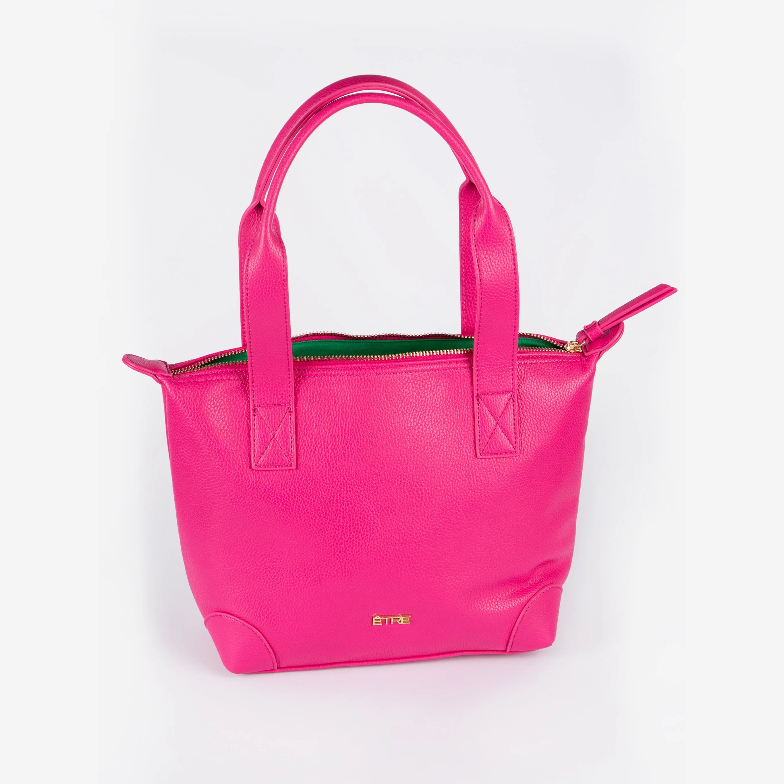 Gigi Medium Tote Bag - Fuchsia, Pebbled Faux Leather