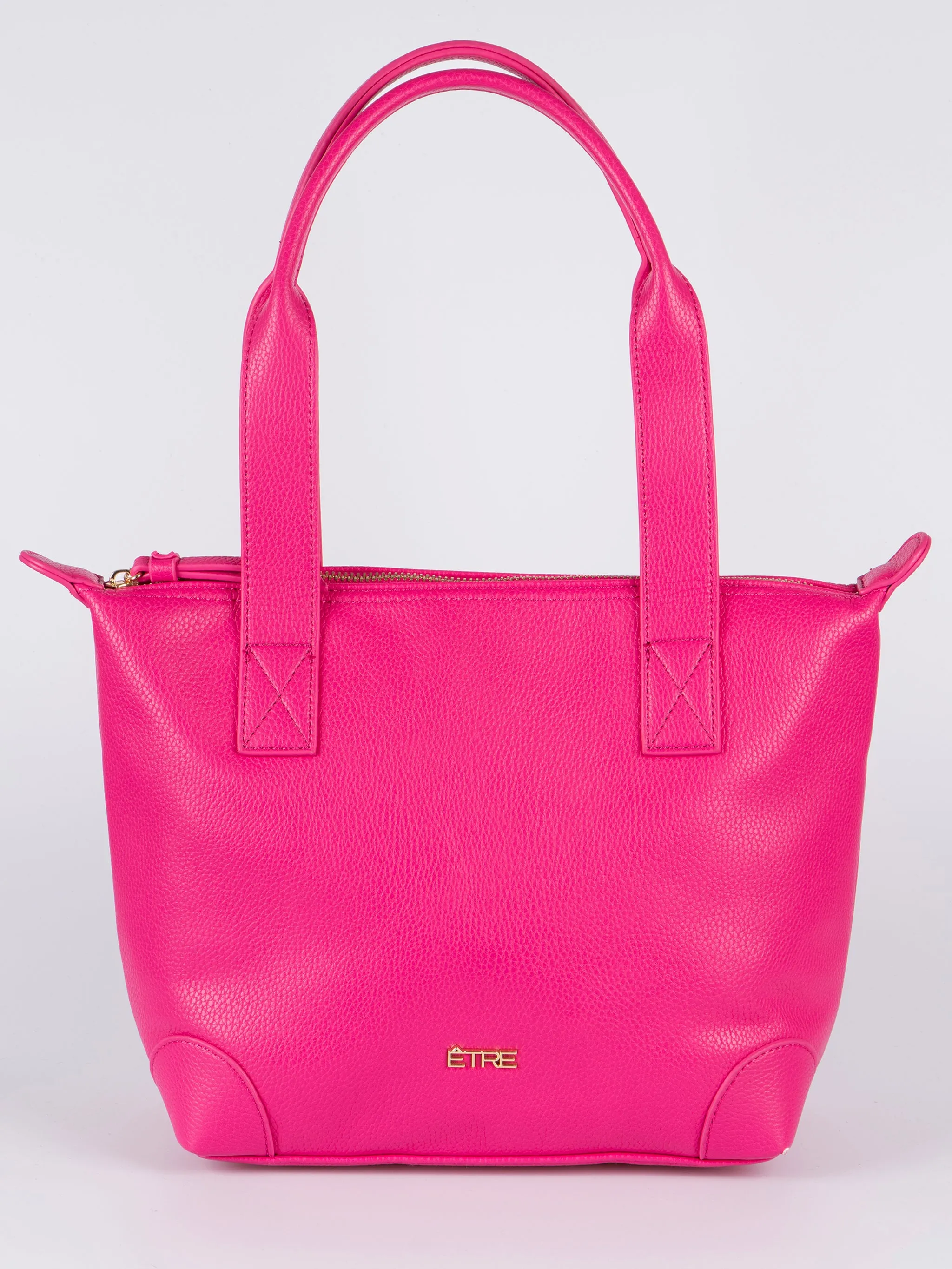 Gigi Medium Tote Bag - Fuchsia, Pebbled Faux Leather