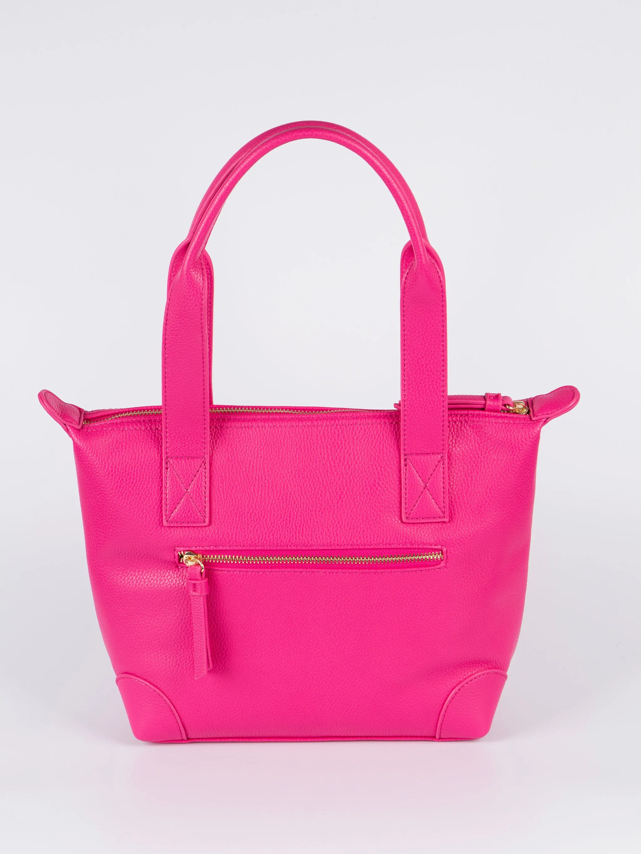 Gigi Medium Tote Bag - Fuchsia, Pebbled Faux Leather