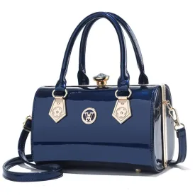 Glossy Patent Leather Diamond Handbag