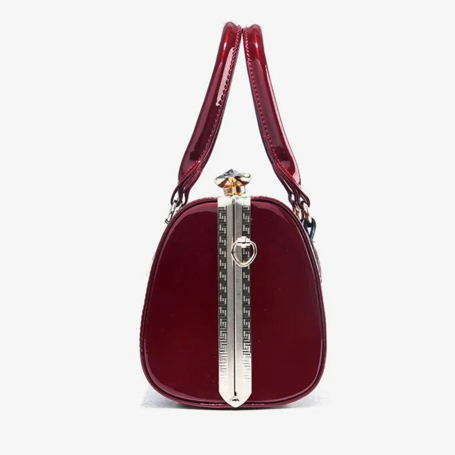 Glossy Patent Leather Diamond Handbag