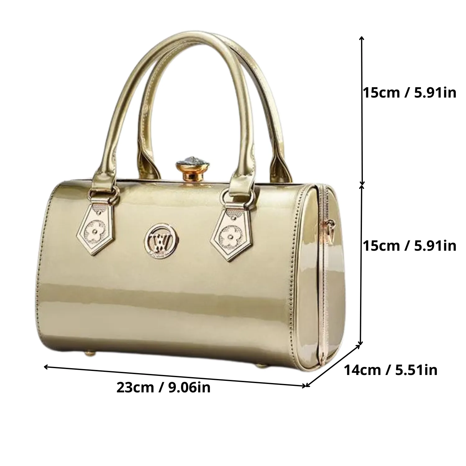 Glossy Patent Leather Diamond Handbag
