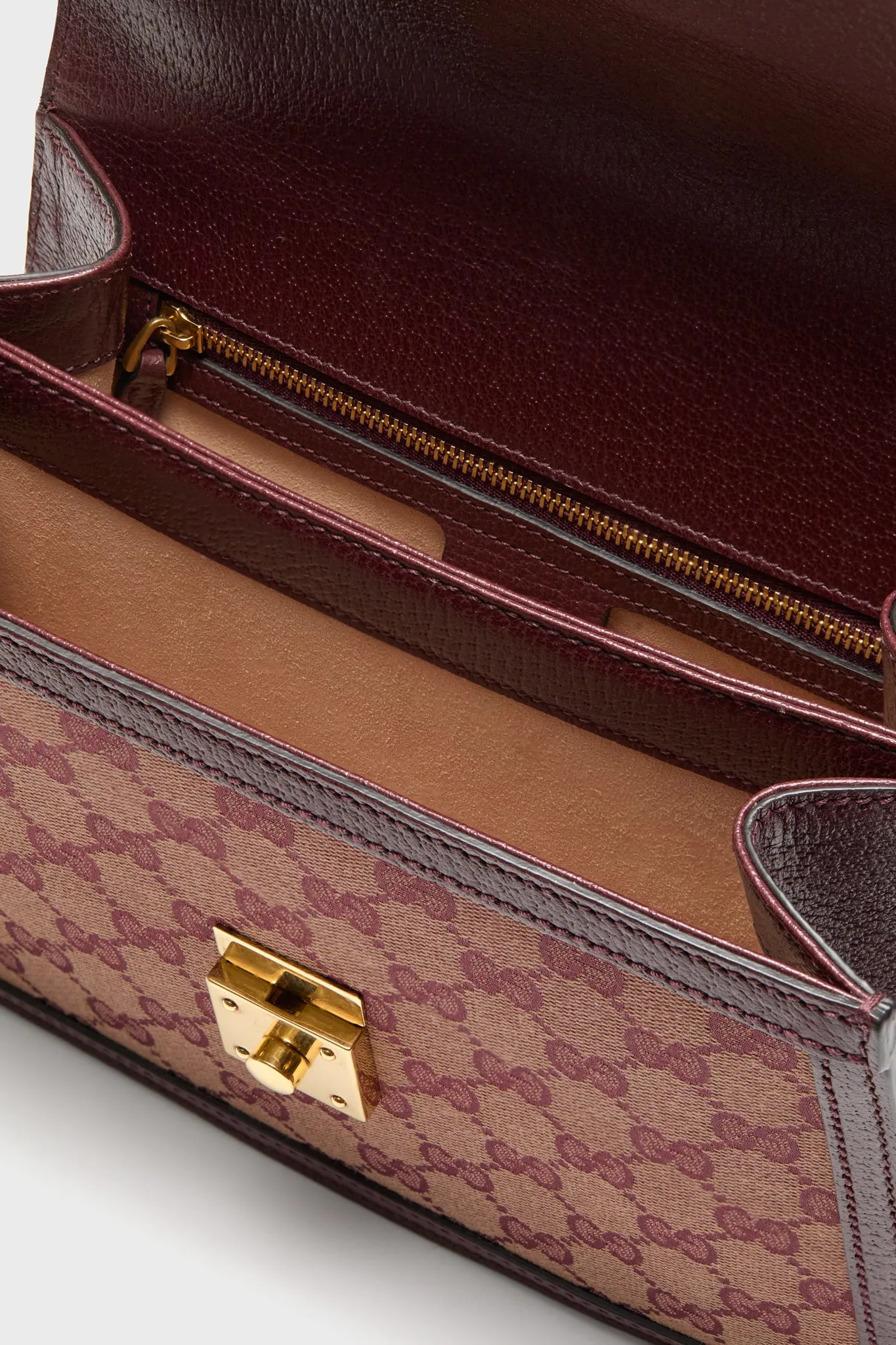 GUCCI Red Small GG Coated Canvas Ophidia Flap Top Handle Bag