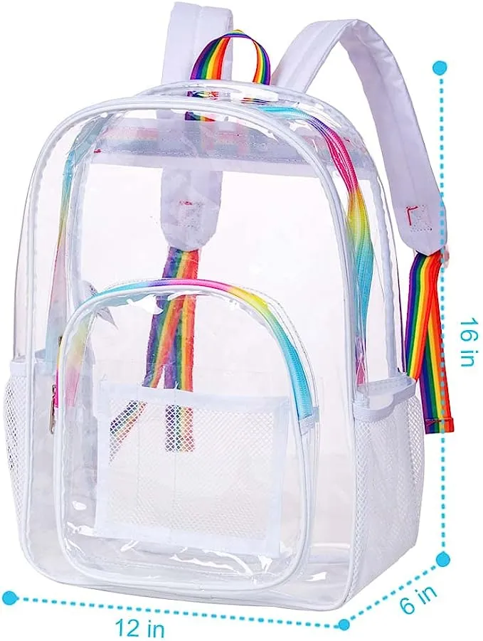 Heavy Duty Orange See Through Clear Trendy Backpack