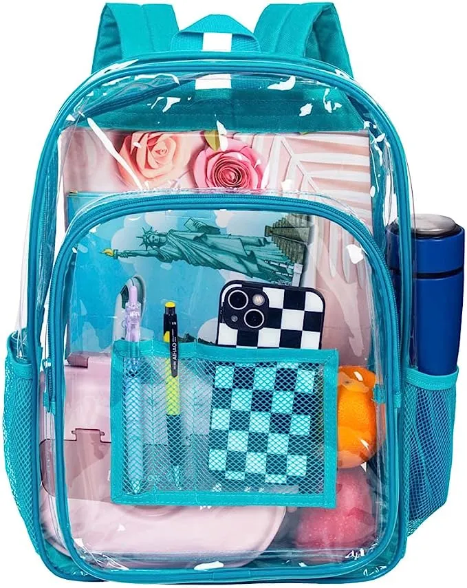 Heavy Duty Orange See Through Clear Trendy Backpack