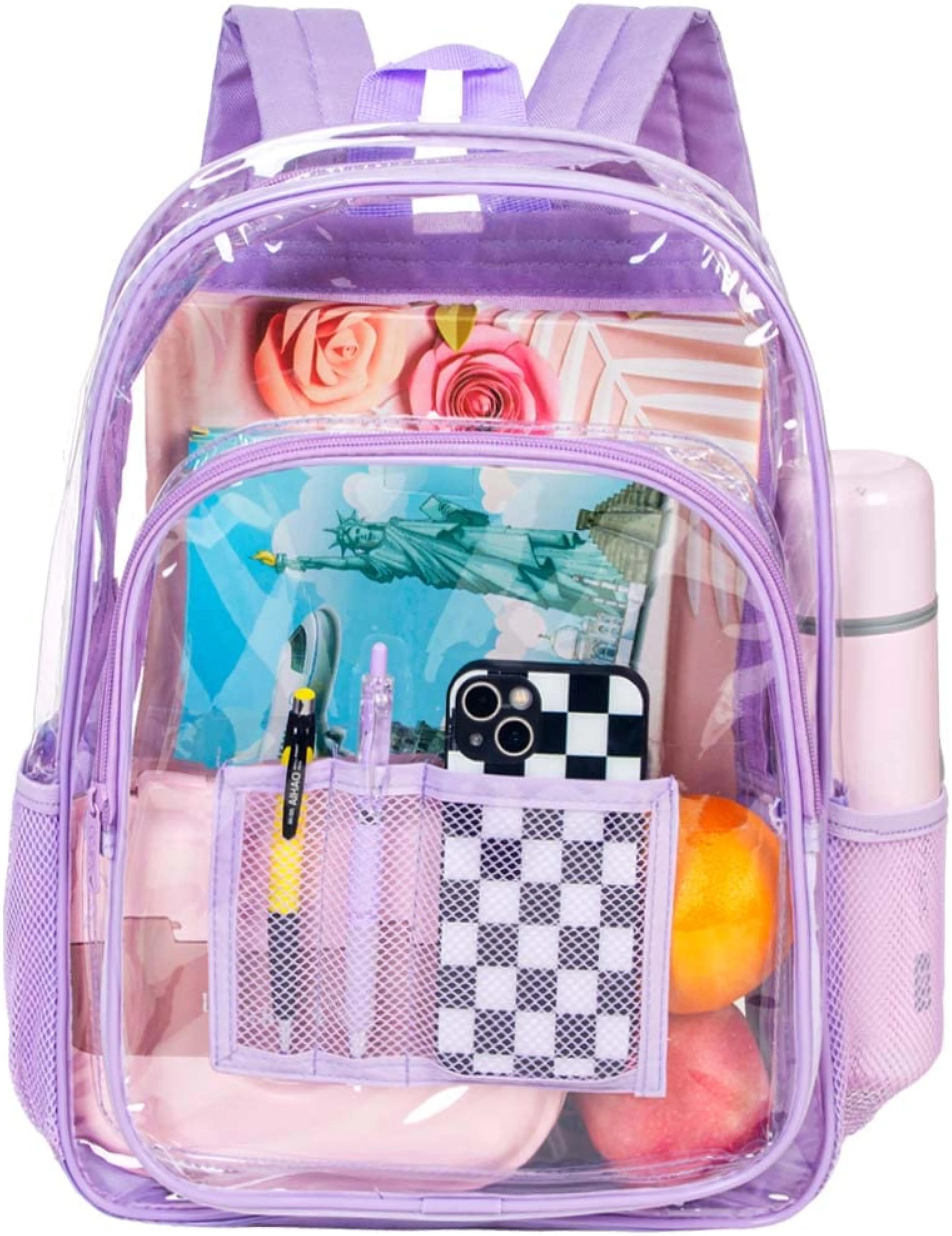 Heavy Duty Orange See Through Clear Trendy Backpack