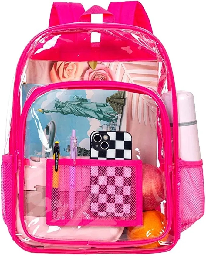 Heavy Duty White Rainbow See Through Clear Trendy Backpack