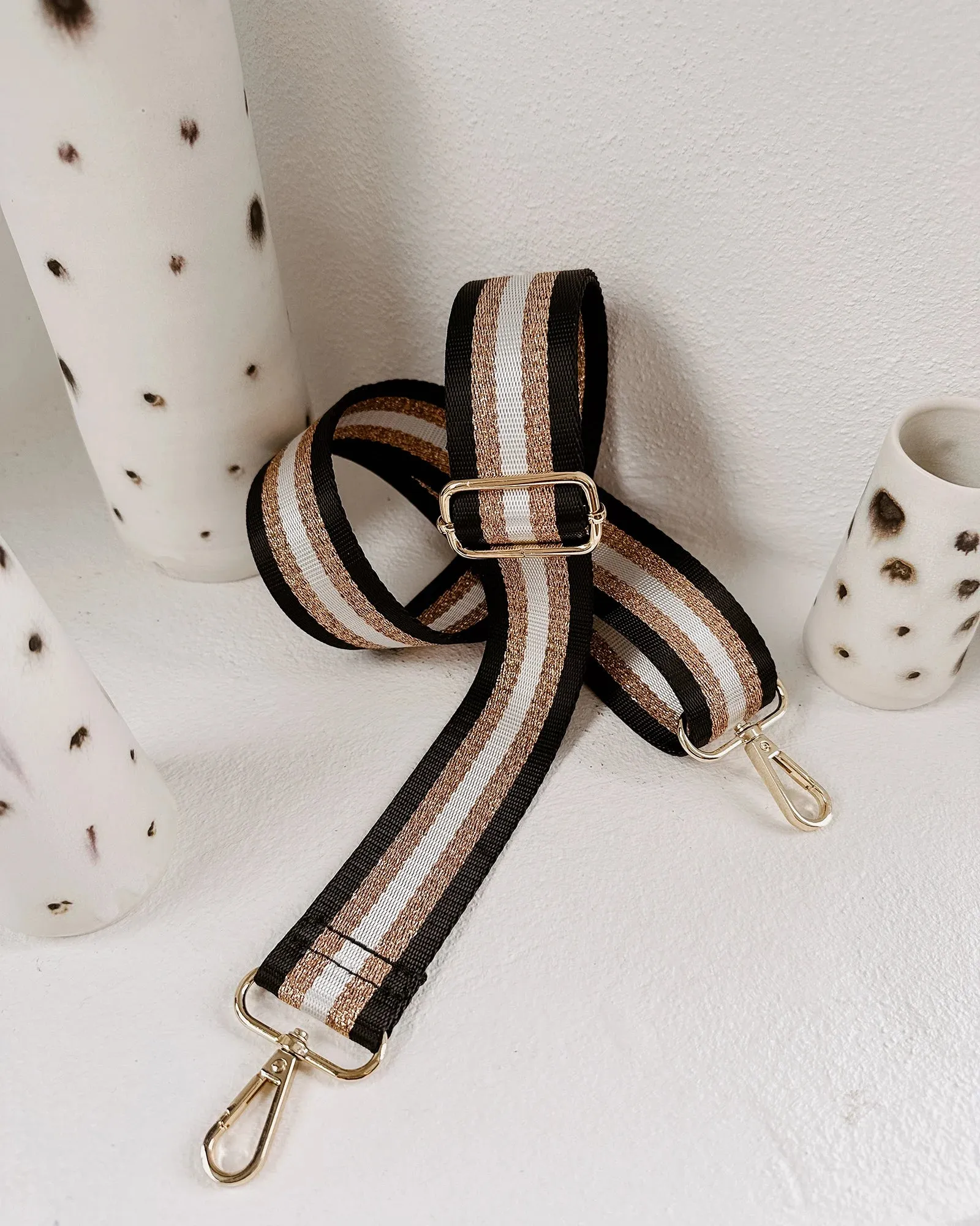 Hendrix Metallic Stripe Guitar Strap in Black