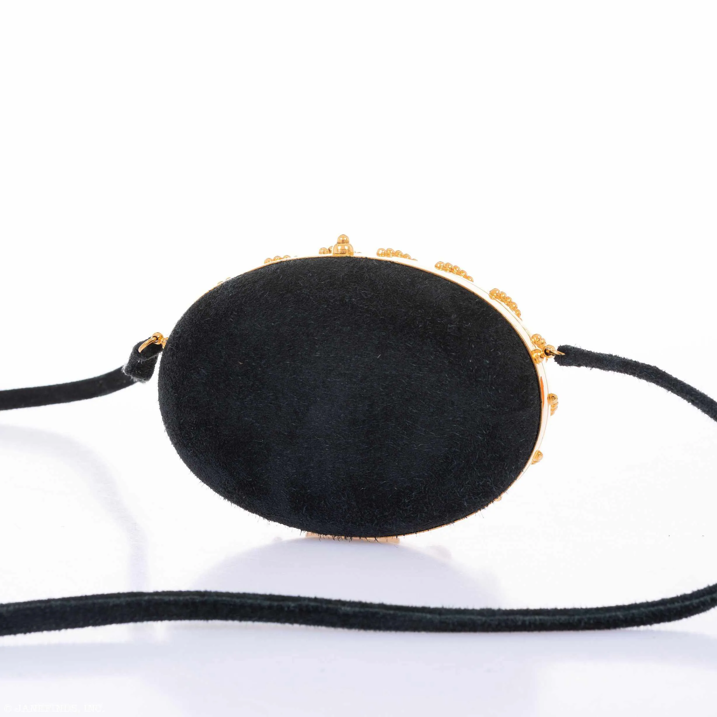 Hermès Oursin Evening Bag Black Doblis Suede Gold Hardware