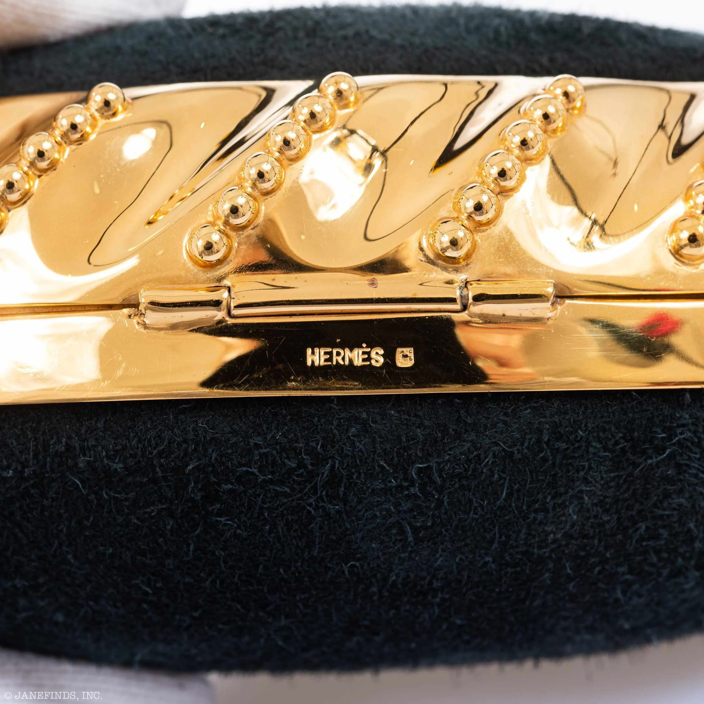 Hermès Oursin Evening Bag Black Doblis Suede Gold Hardware