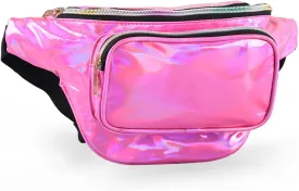 Holographic Fanny Pack for Women Men, Water Resistant Crossbody Waist Bag Pack with Multi-Pockets Adjustable Belts