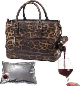 Insulated Drink Purse w/ 3L Bladder Bag | Thermal Hot and Cold Storage | Portable Drinking Dispenser for Wine, Cocktails, Beer, Alcohol | PU Leather Finish (Cougar)