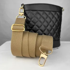 Khaki/Tan Heavy-duty Fabric Bag Strap (Adjustable 32-56" Shoulder to Crossbody Length) - Thick Cotton Canvas Woven Material 1.5" Wide