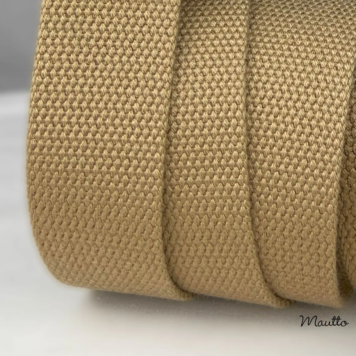 Khaki/Tan Heavy-duty Fabric Bag Strap (Adjustable 32-56" Shoulder to Crossbody Length) - Thick Cotton Canvas Woven Material 1.5" Wide