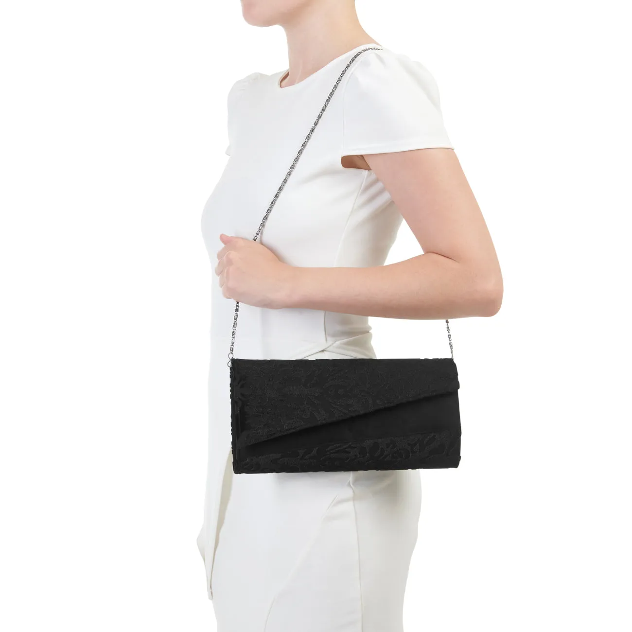 Leah Black Velvet Court Shoe High Heels & Matching Darwin Bag by Ruby Shoo