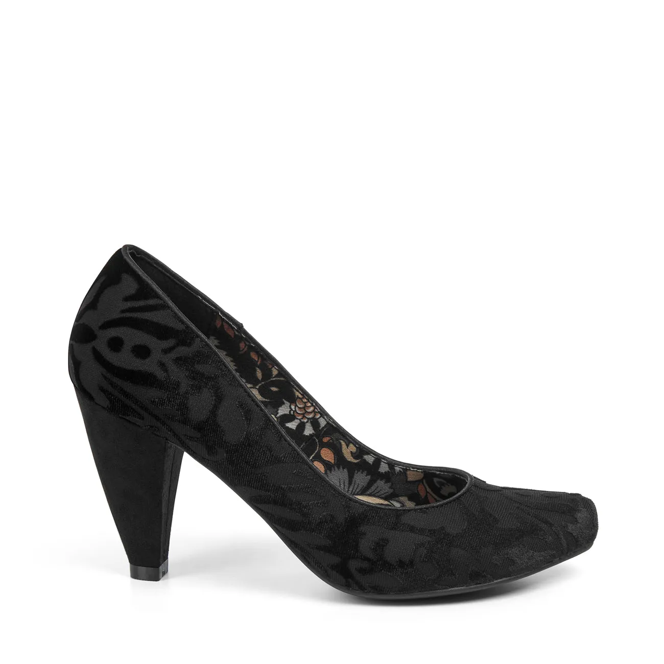 Leah Black Velvet Court Shoe High Heels & Matching Darwin Bag by Ruby Shoo