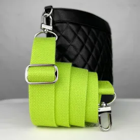 Lime Green Heavy-duty Fabric Bag Strap (Adjustable 32-56" Shoulder to Crossbody Length) - Thick Cotton Canvas Woven Material 1.5" Wide