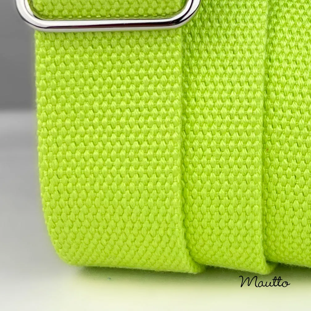Lime Green Heavy-duty Fabric Bag Strap (Adjustable 32-56" Shoulder to Crossbody Length) - Thick Cotton Canvas Woven Material 1.5" Wide
