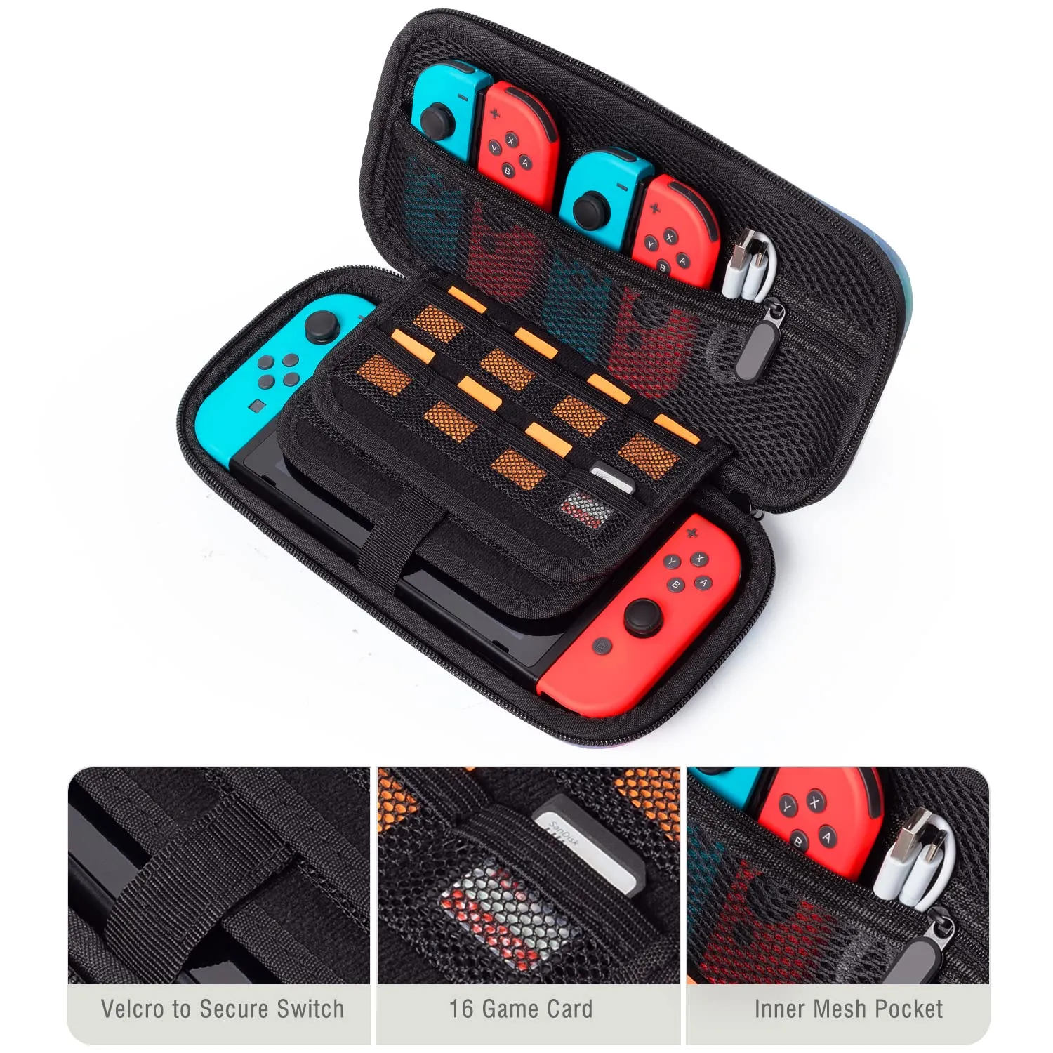 Lokigo Carry Case Compatible for Nintendo Switch/Switch OLED, Protective Travel Switch Carrying Case Boys Girls with 16 Game Card Slots for Console & Accessories, Mermaid Tail