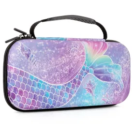 Lokigo Carry Case Compatible for Nintendo Switch/Switch OLED, Protective Travel Switch Carrying Case Boys Girls with 16 Game Card Slots for Console & Accessories, Mermaid Tail