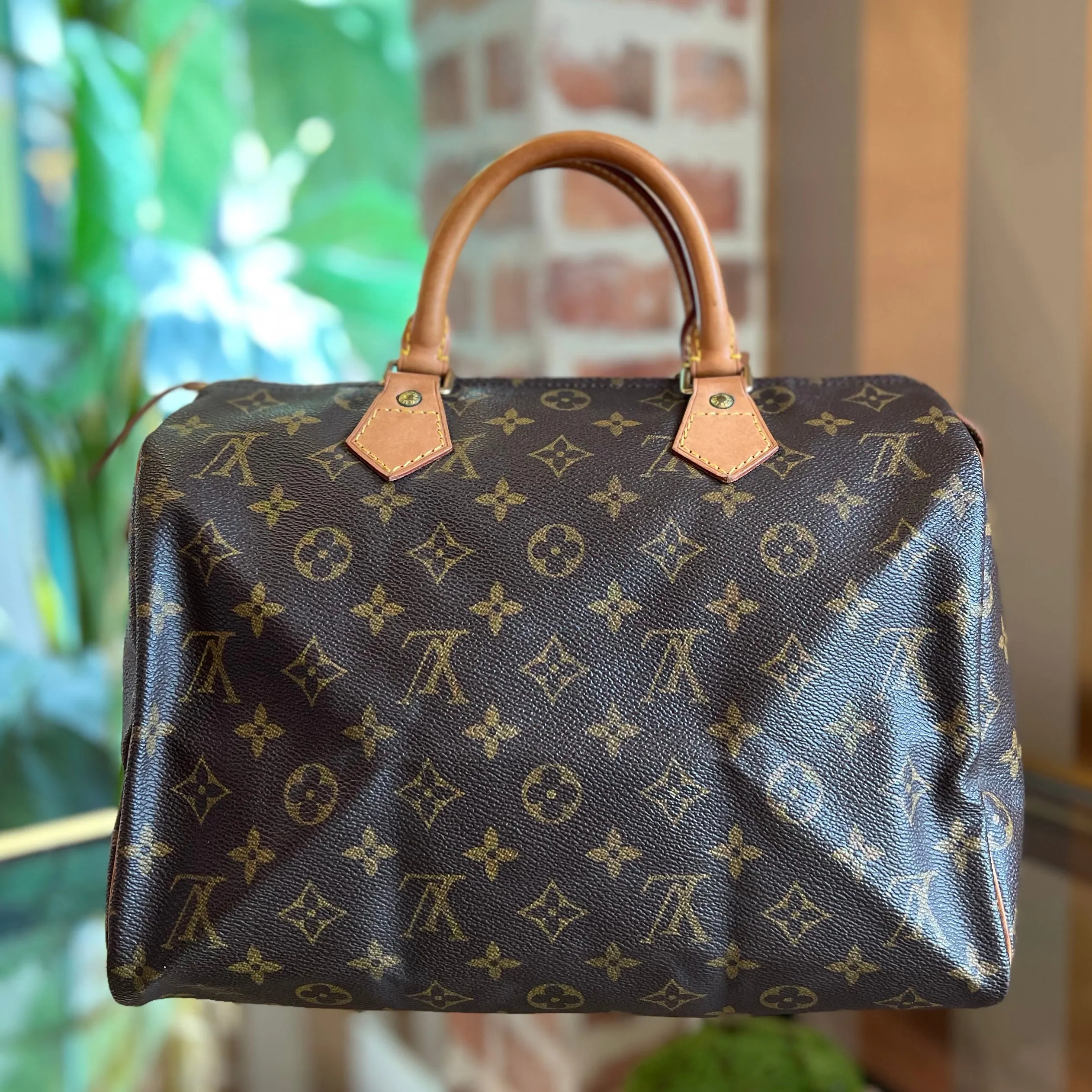 LOUIS VUITTON Speedy 30 Brown Monogram Canvas Satchel Bag