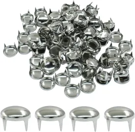 LVADUHF 200Pcs 10mm Round Dome Rivets Spike Studs Spots Metal Claw Beads Nailhead Punk Studs for DIY Leather Craft Clothes Belt Bag Shoes Bracelet, Silver