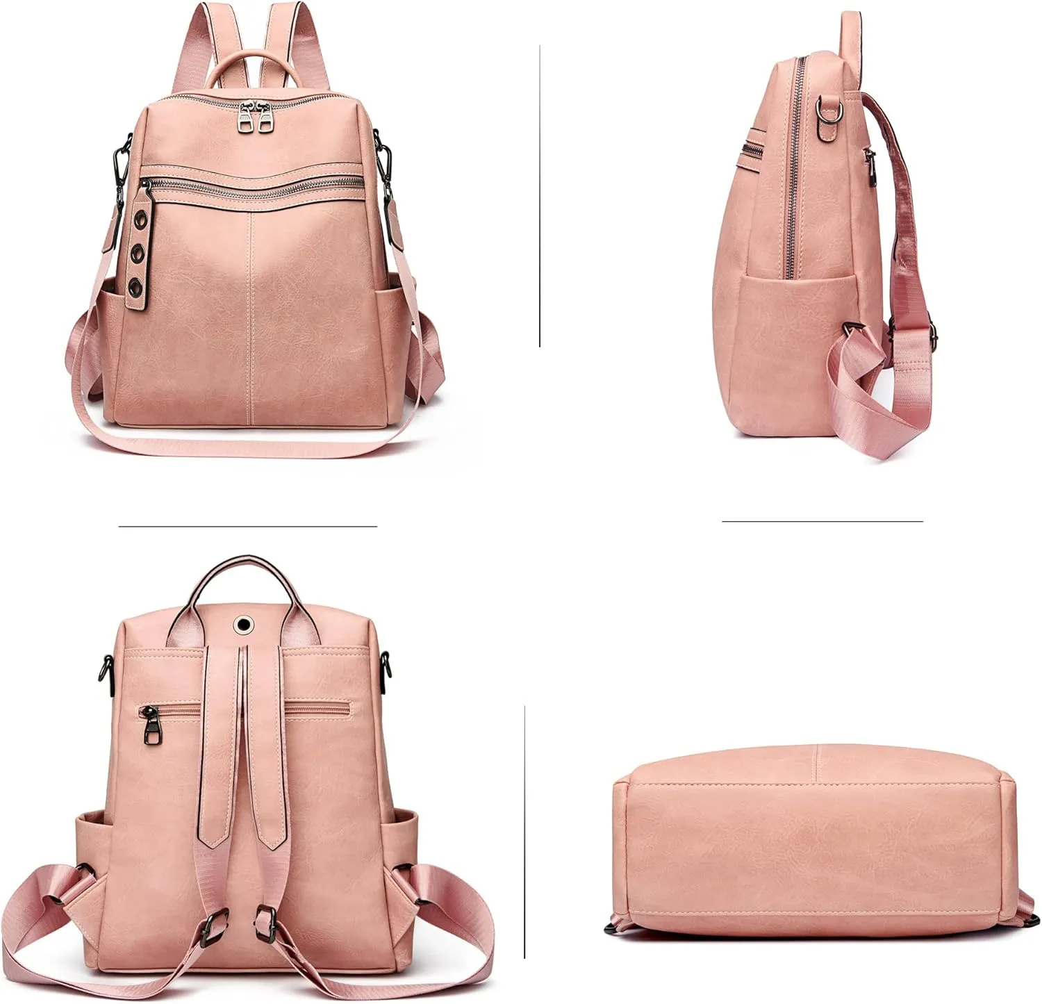 Maxoner Backpack Purse for Women Fashion Genuine Leather Convertible Shoulder Handbag Travel Bag Satchel Rucksack Ladies Bag